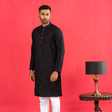 Load image into Gallery viewer, Men&#39;s Embroidered Black Panjabi
