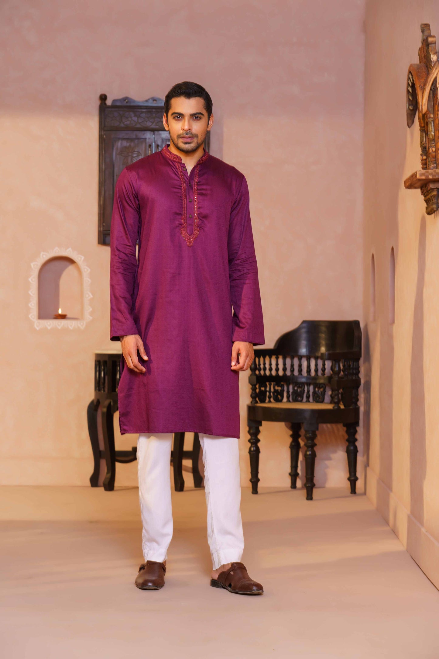 Mens Karchupi violet Panjabi