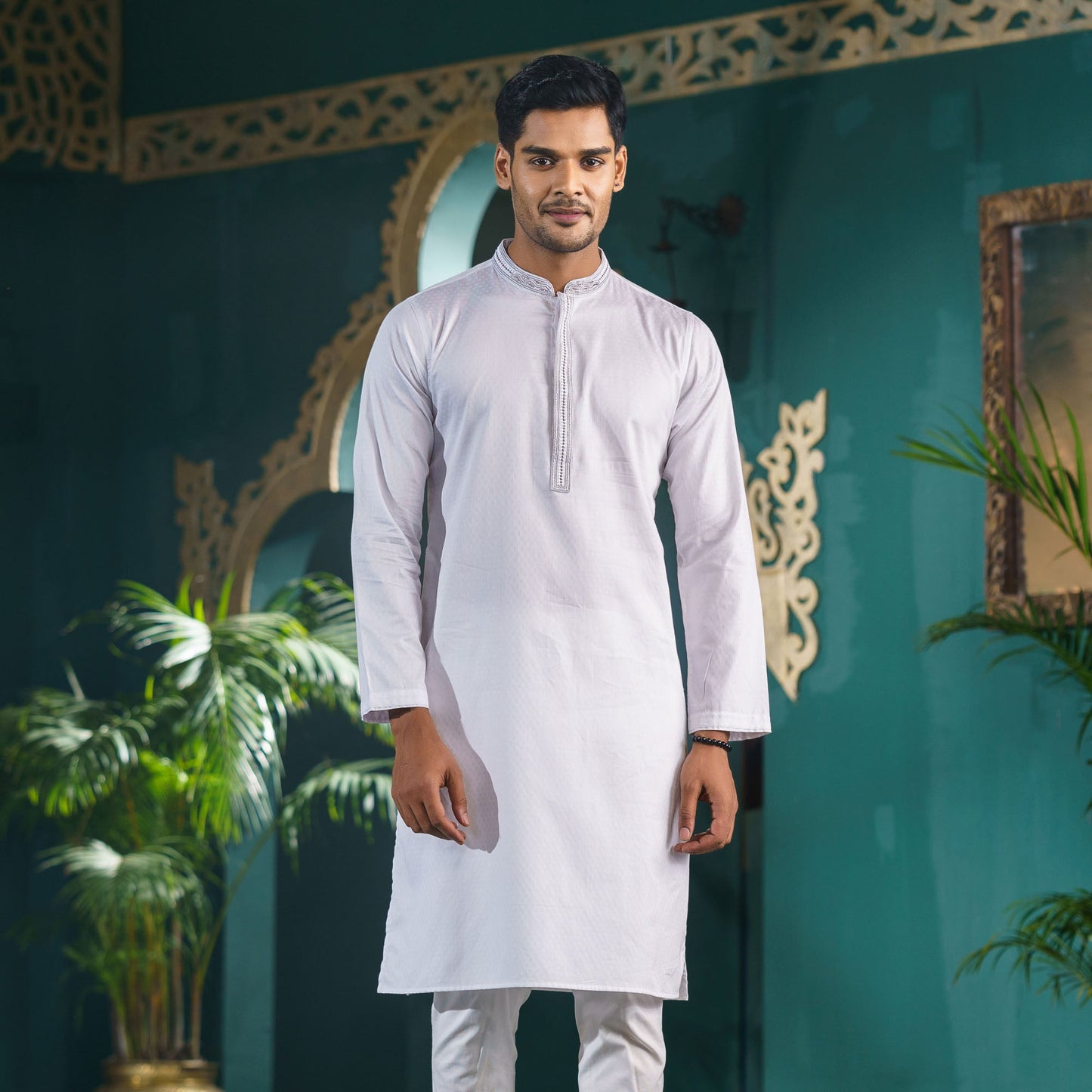 Mens White Karchupi Panjabi