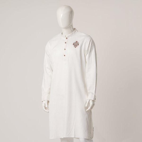 Mens White Karchupi Panjabi