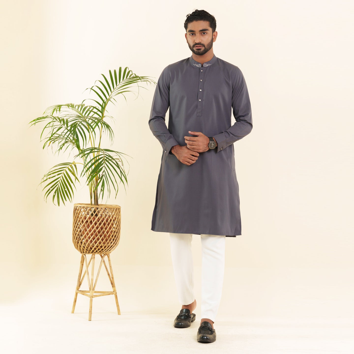 Men's Charcoal Grey Panjabi