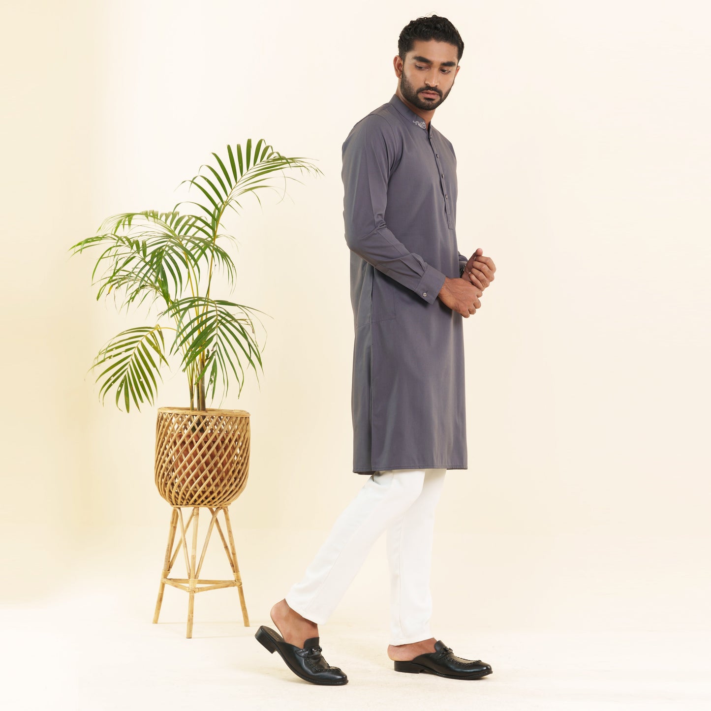 Men's Charcoal Grey Panjabi