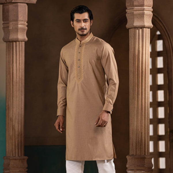 MENS PREMIUM PANJABI-CINNAMON CREAM