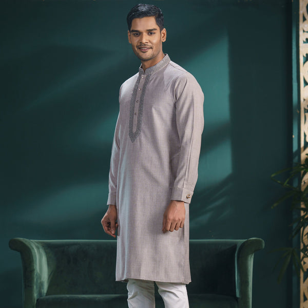 MENS PREMIUM PANJABI-LIGHT BROWN