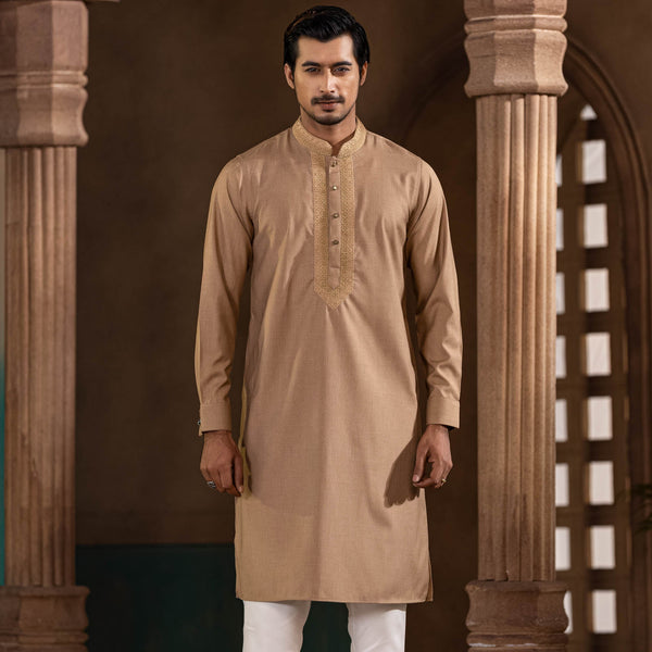 MENS PREMIUM PANJABI-CINNAMON CREAM