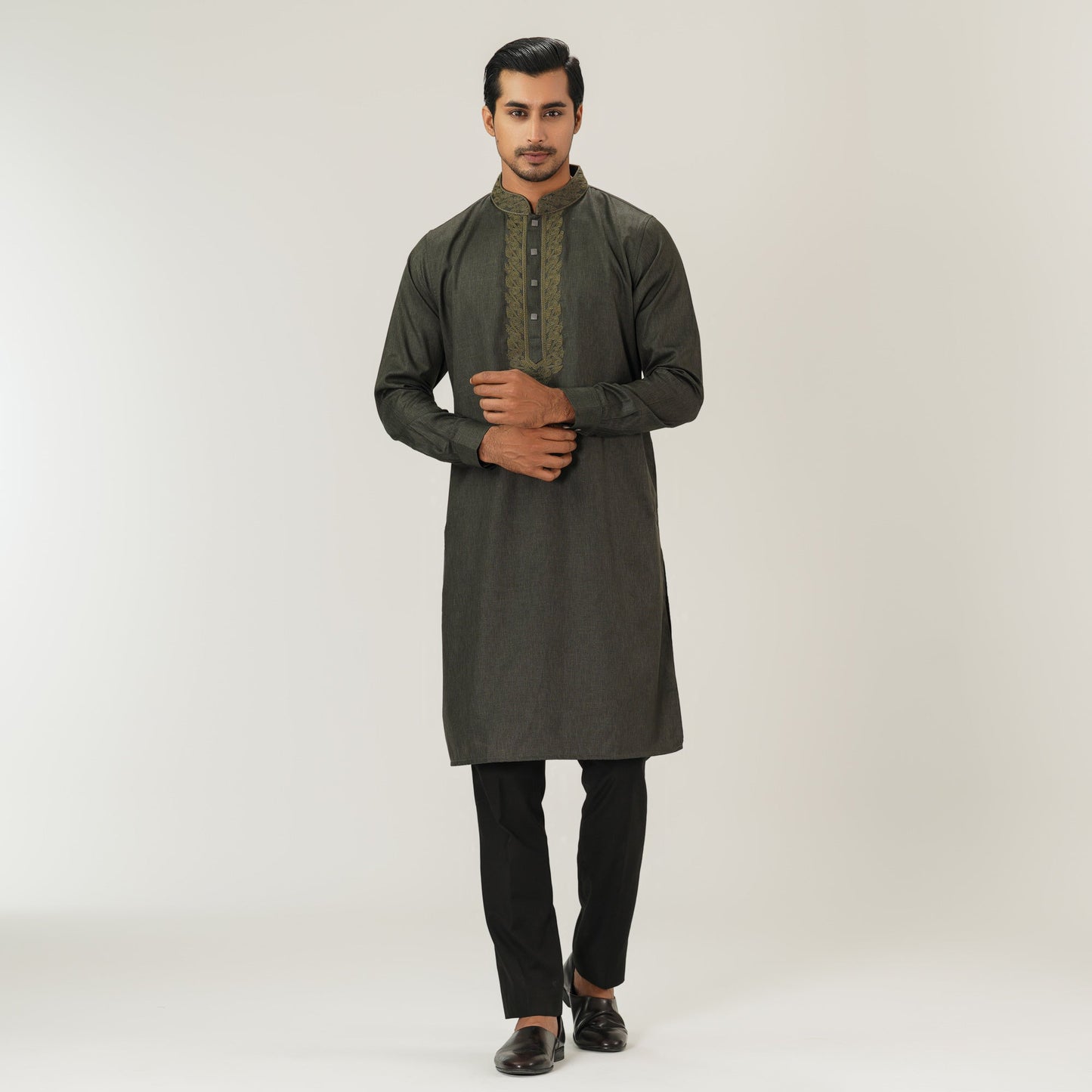 Mens Olive Ash Premium Panjabi