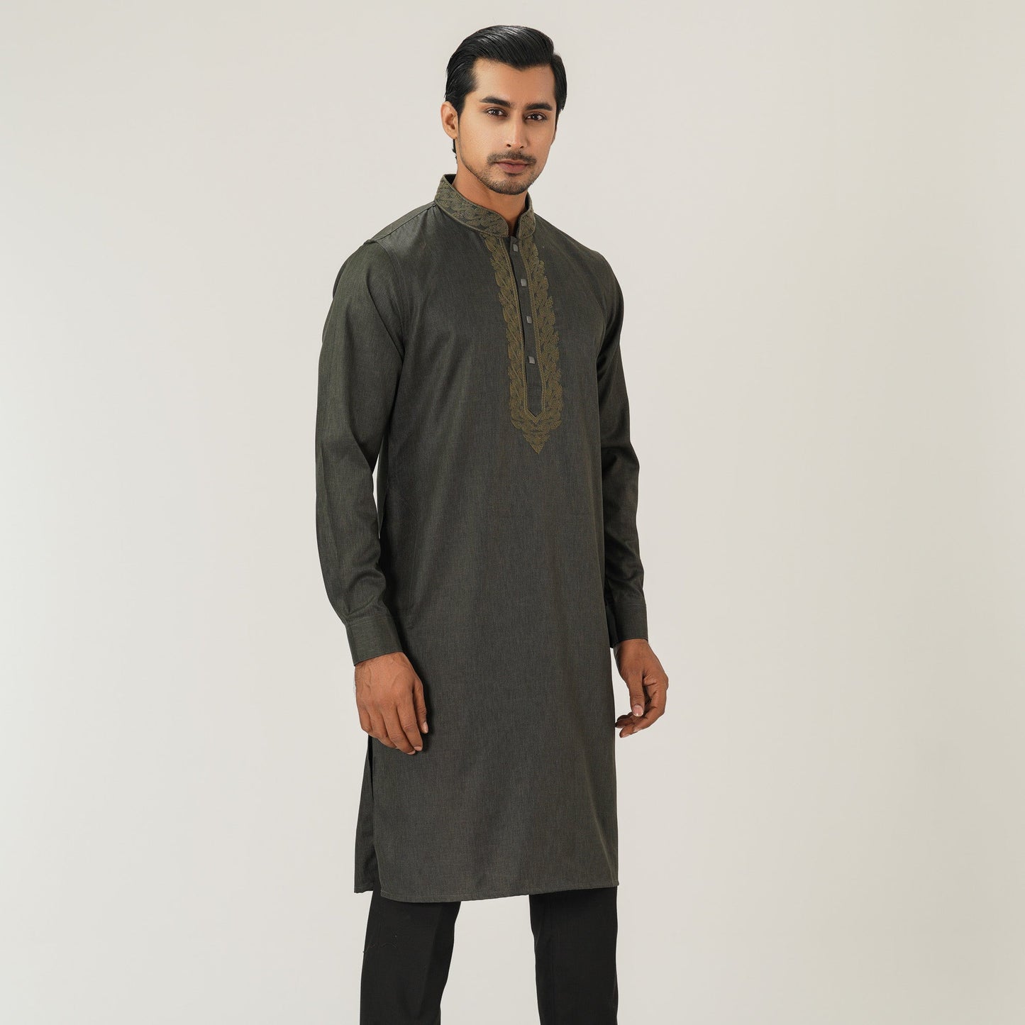 Mens Olive Ash Premium Panjabi