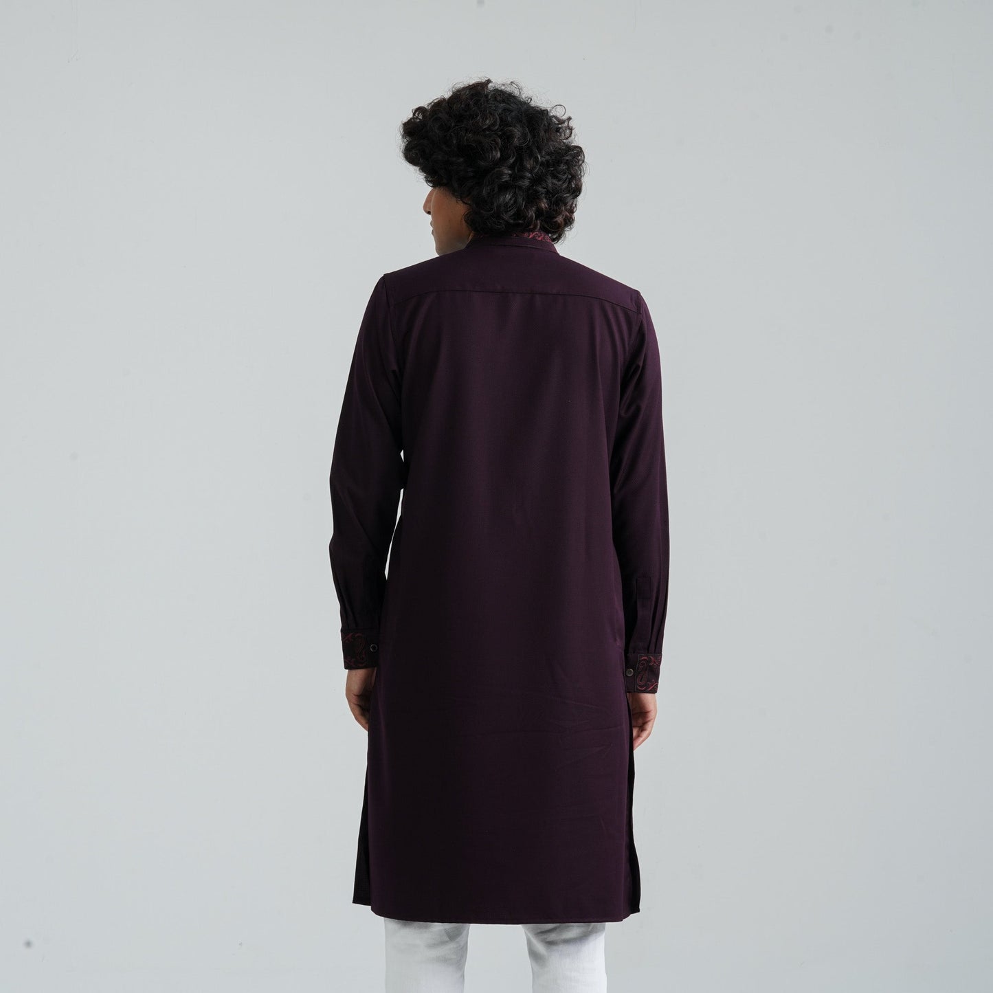 Men's Burgundy Suiting Panjabi