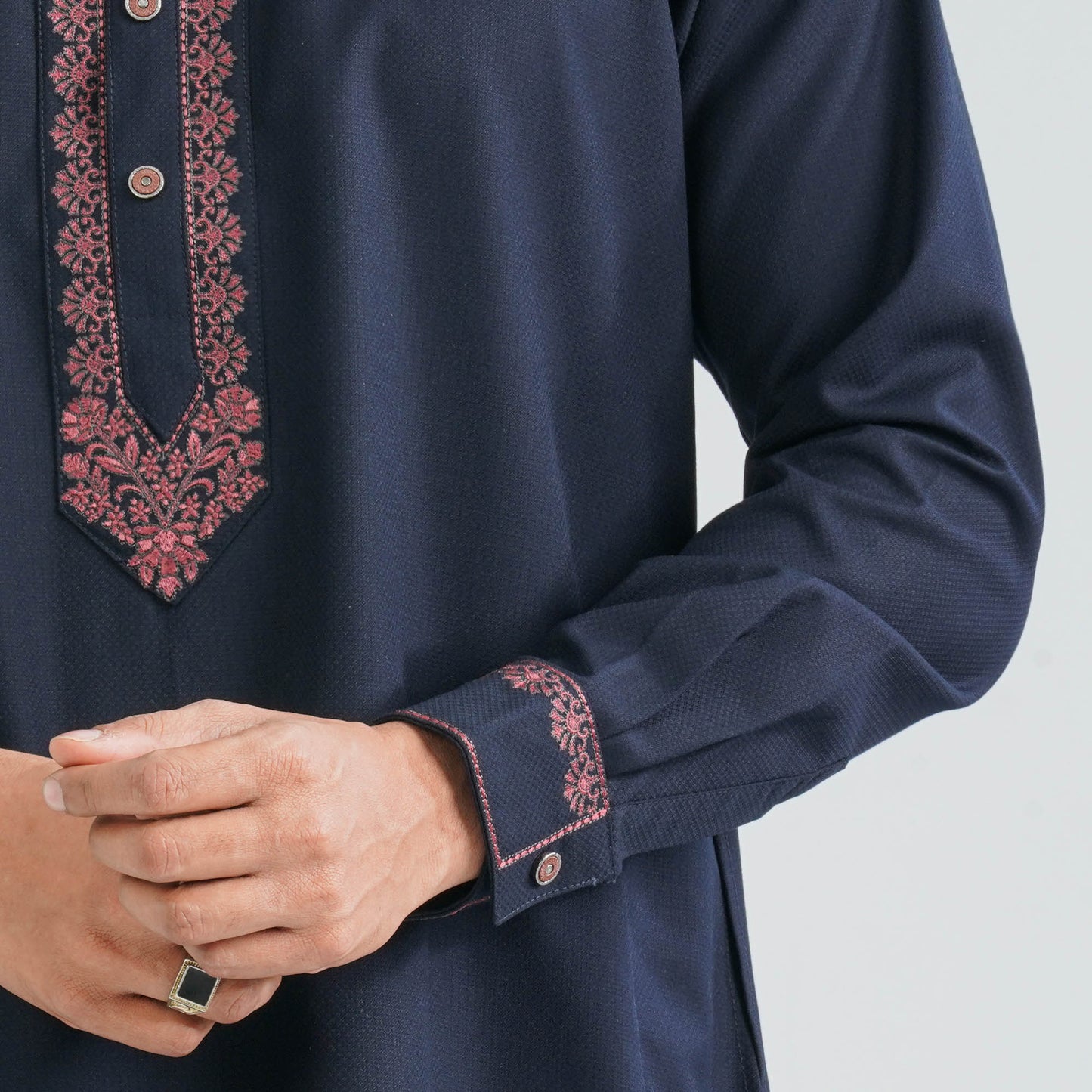 Men’s Navy Embroidered Panjabi