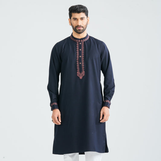 Men’s Navy Embroidered Panjabi