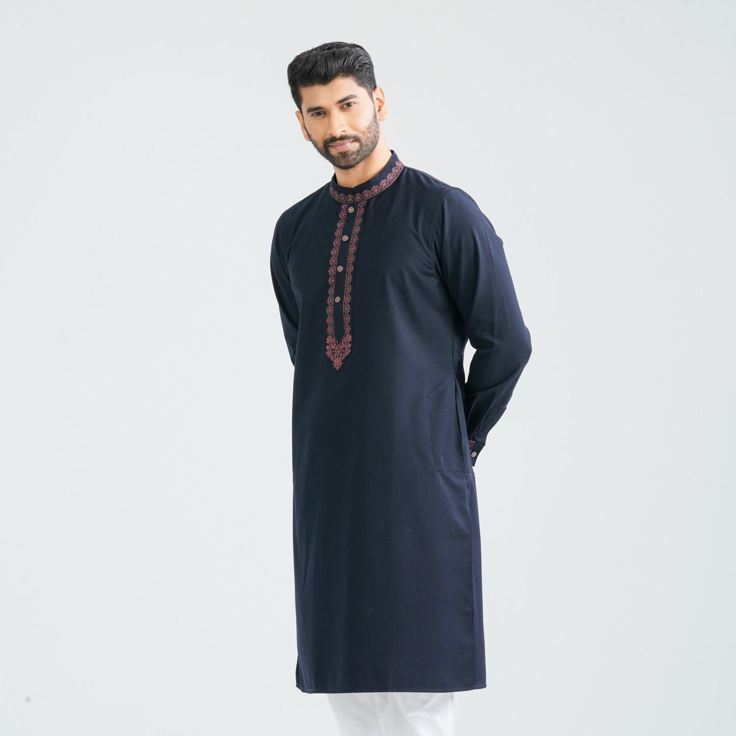 Men’s Navy Embroidered Panjabi
