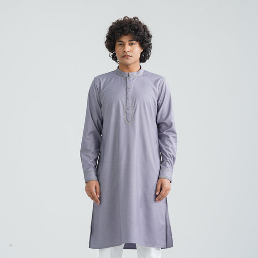 Men’s Grey Embroidered Panjabi