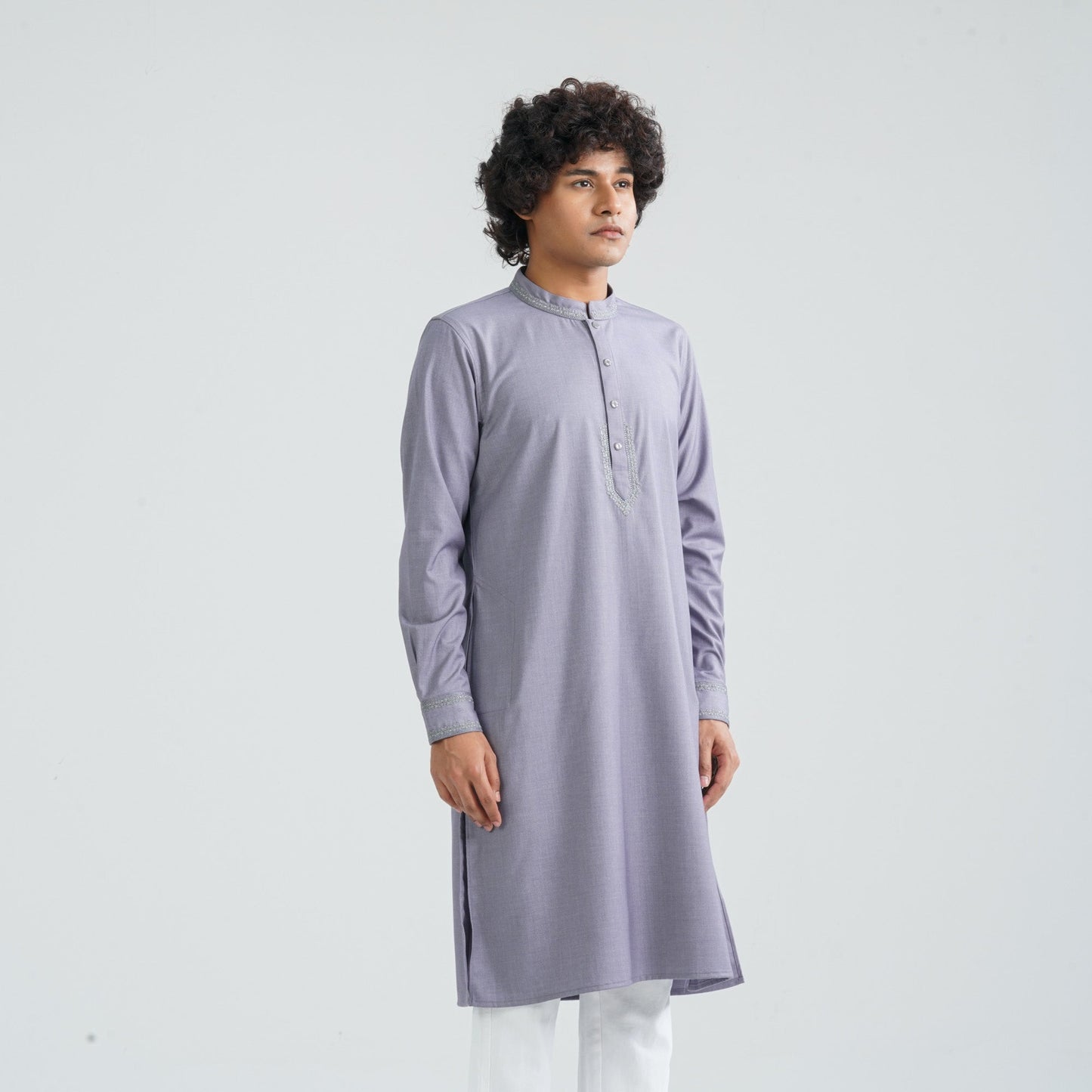 Men’s Grey Embroidered Panjabi