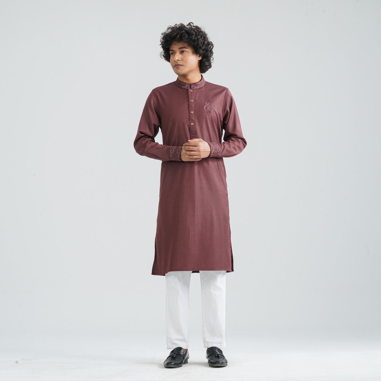 Men’s Maroon Suiting Panjabi
