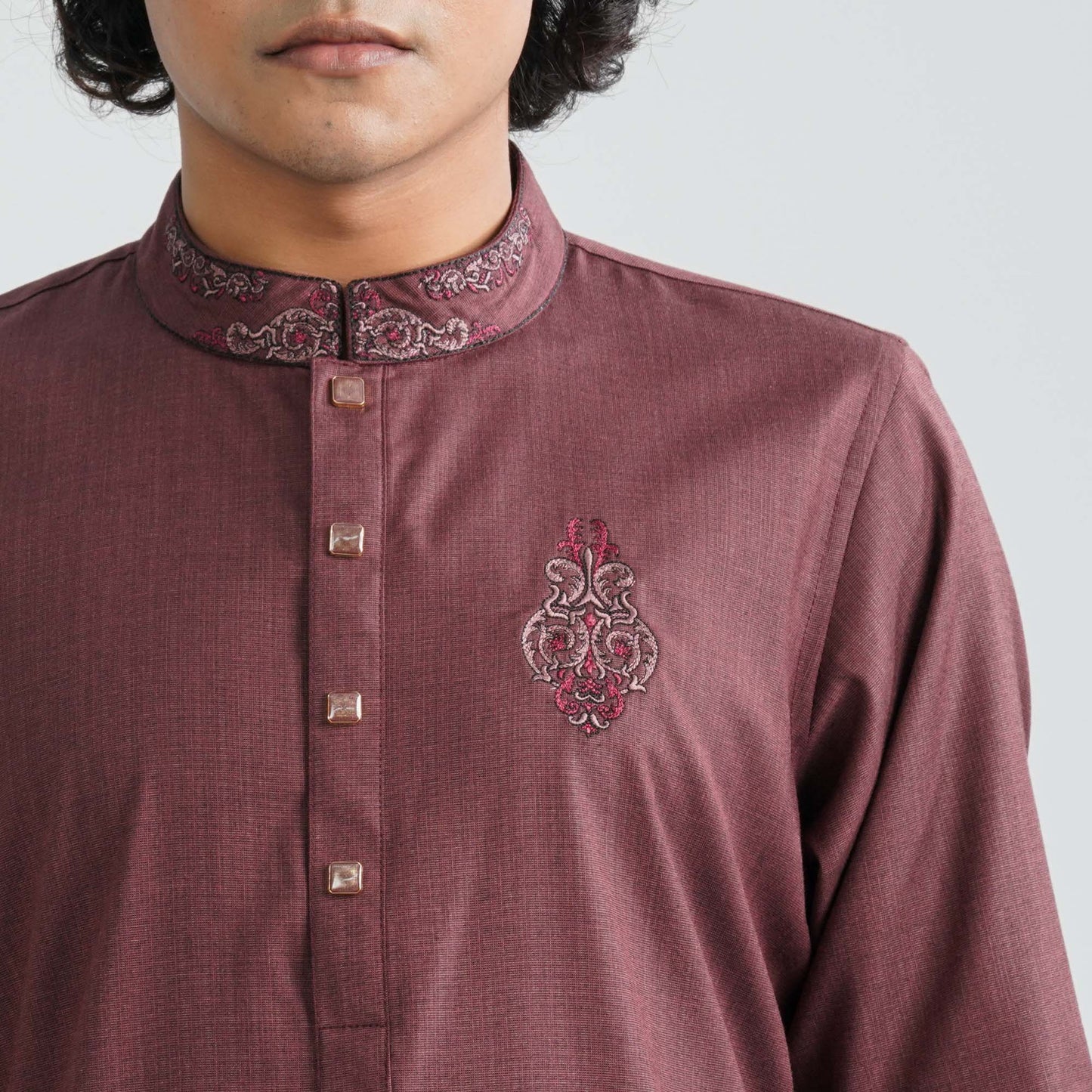 Men’s Maroon Suiting Panjabi