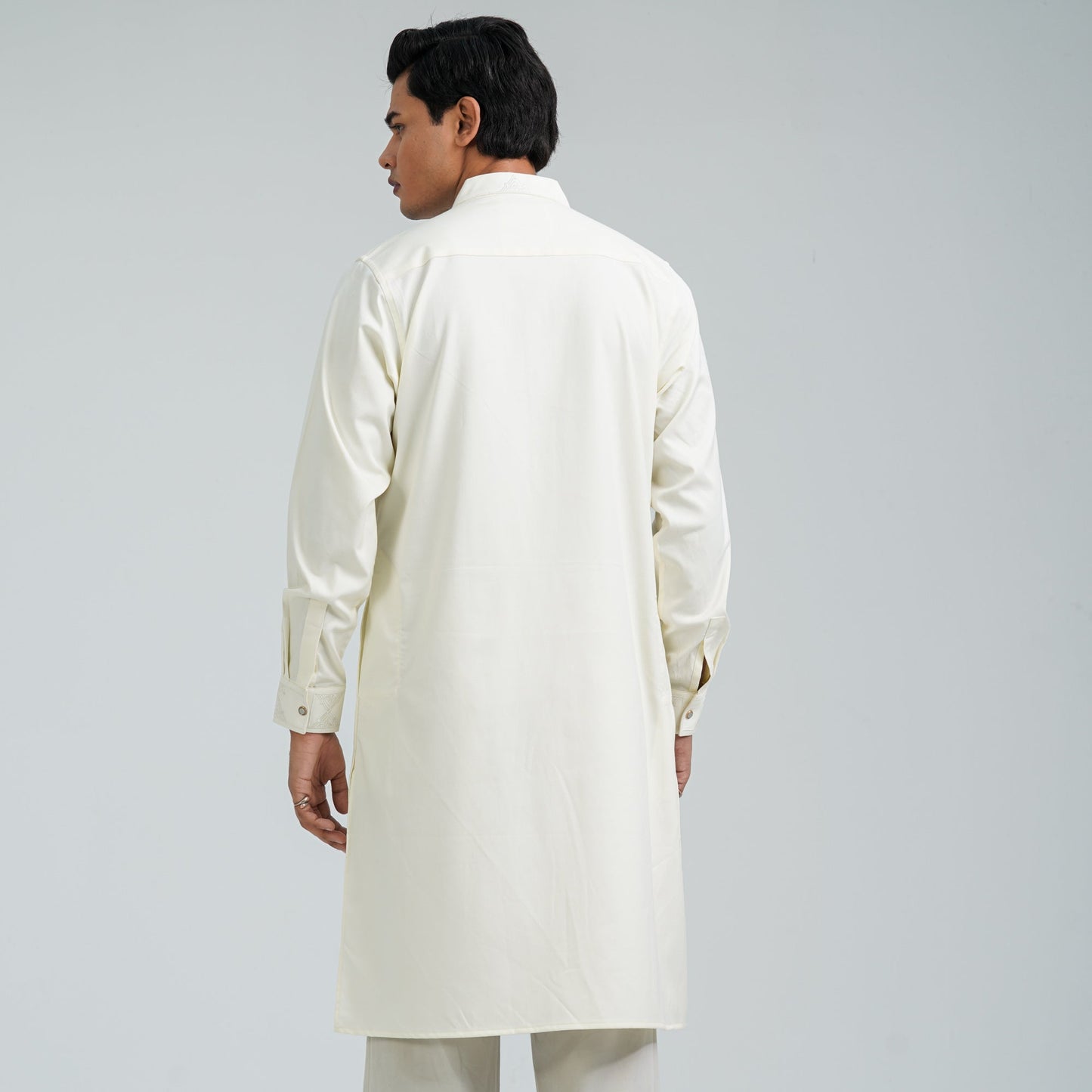 Men's White Embroidered Panjabi