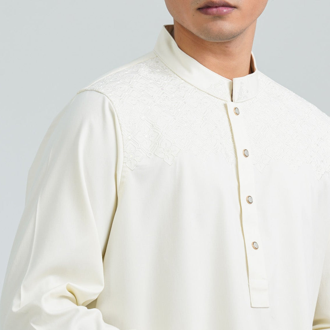 Men's White Embroidered Panjabi
