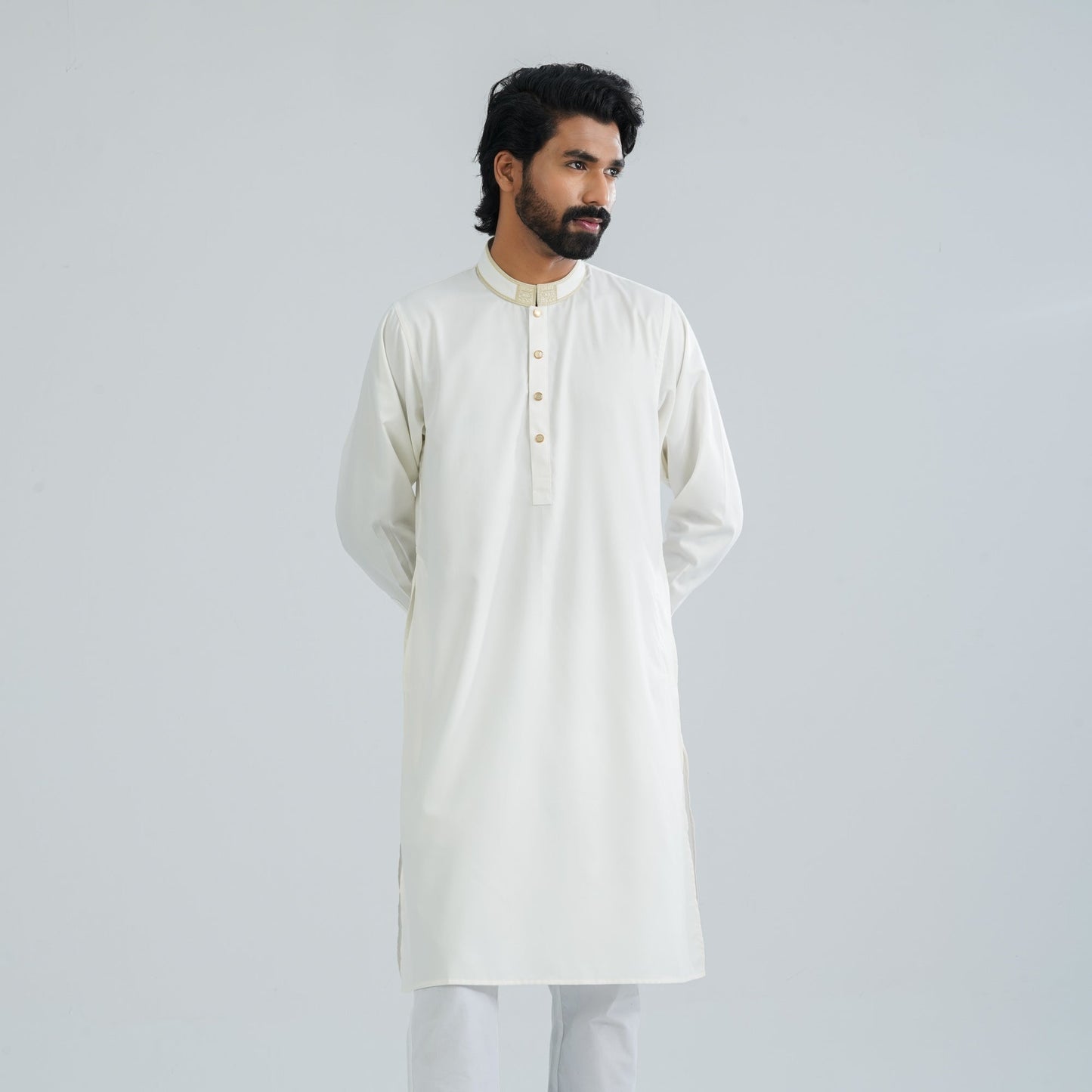 Men's White Blended Panjabi