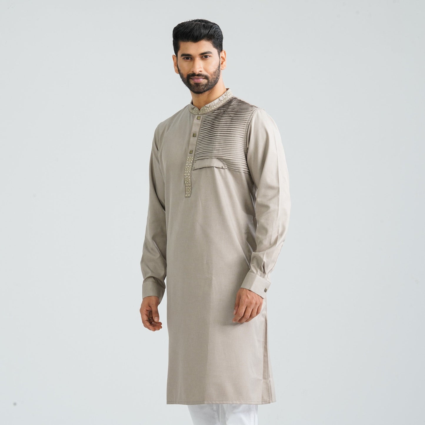 Men’s Brown Embroidered Panjabi