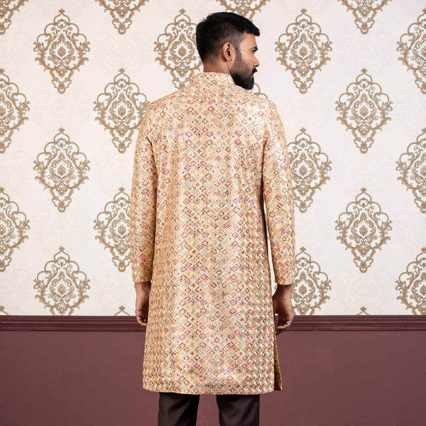 MENS SHERWANI-GOLDEN