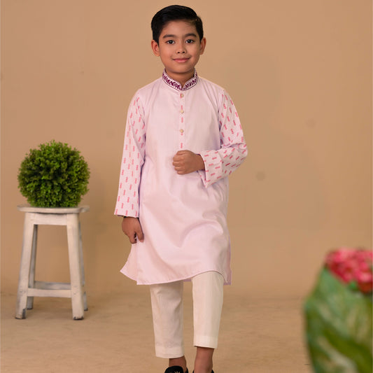 Boys Embroidery Panjabi-Pink 1