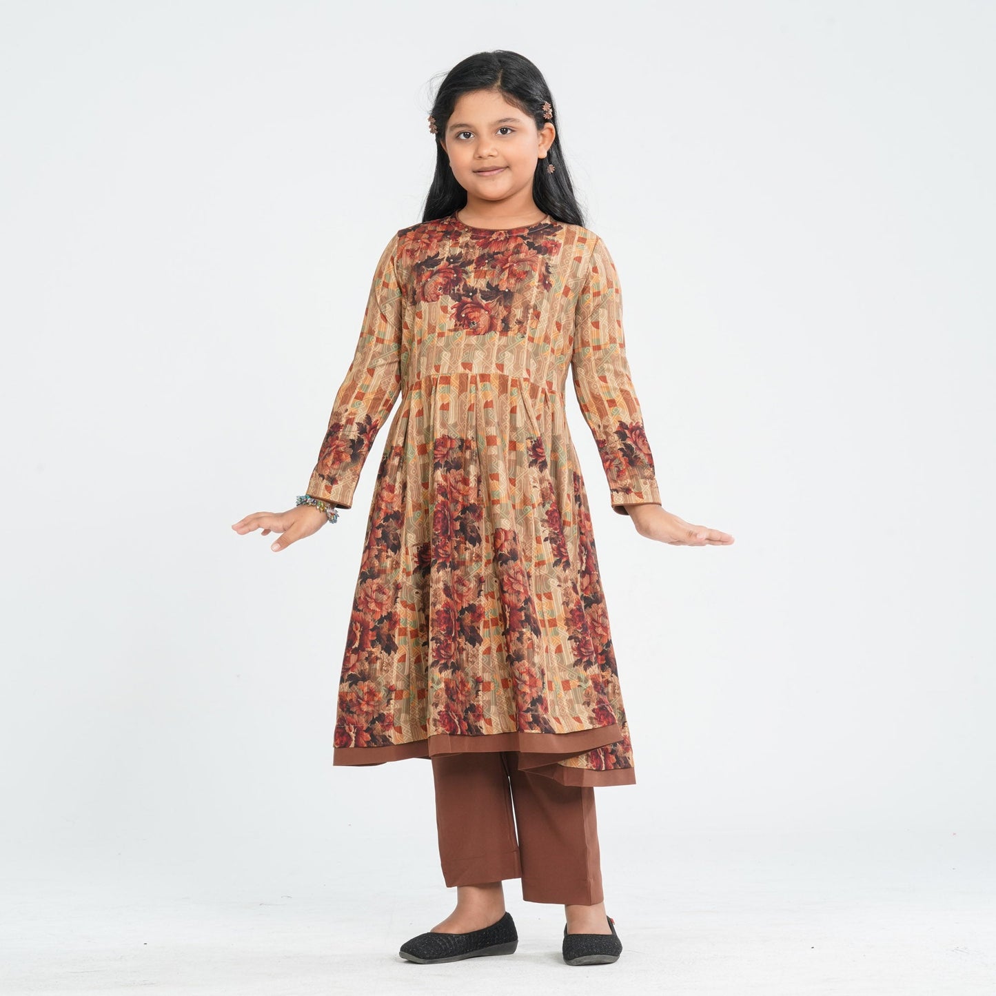 Girls Silk Two Piece Set