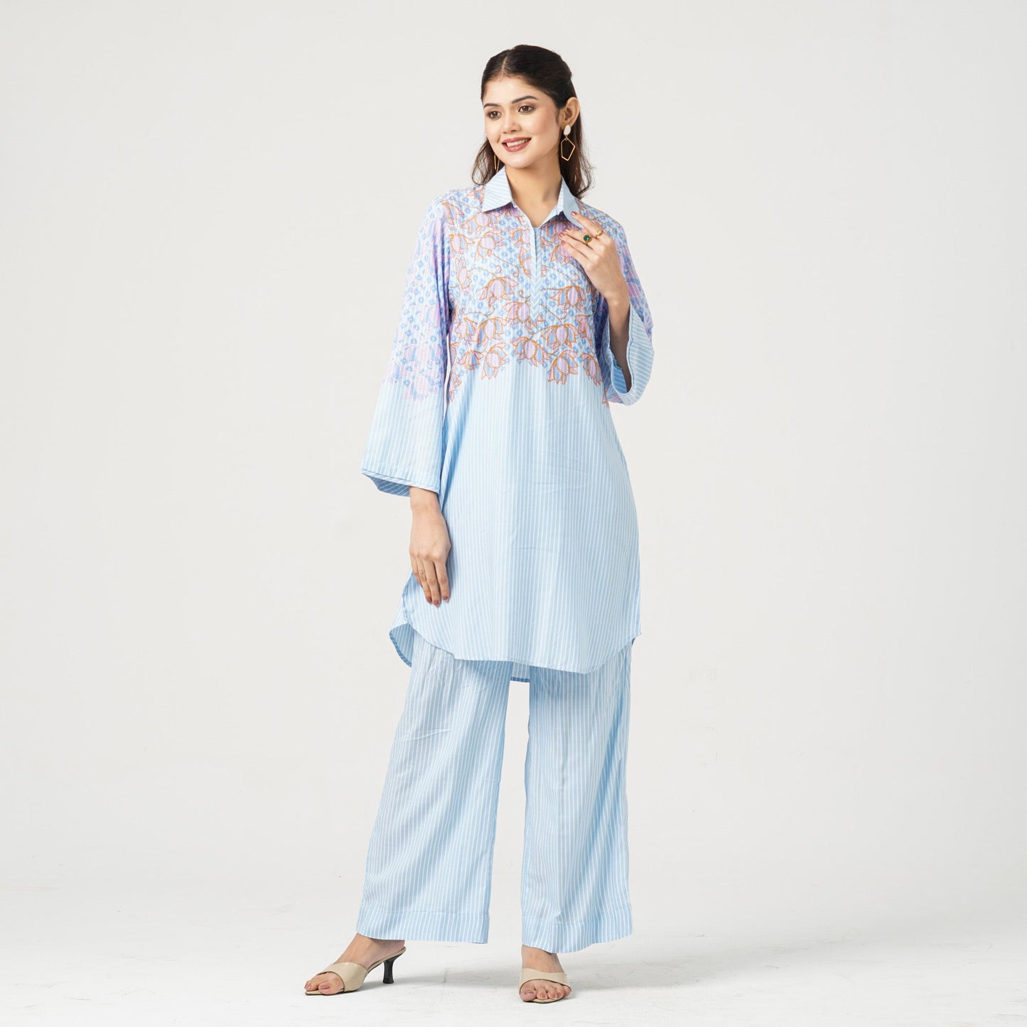 Women’s Embroidered Viscose Two-Piece Set