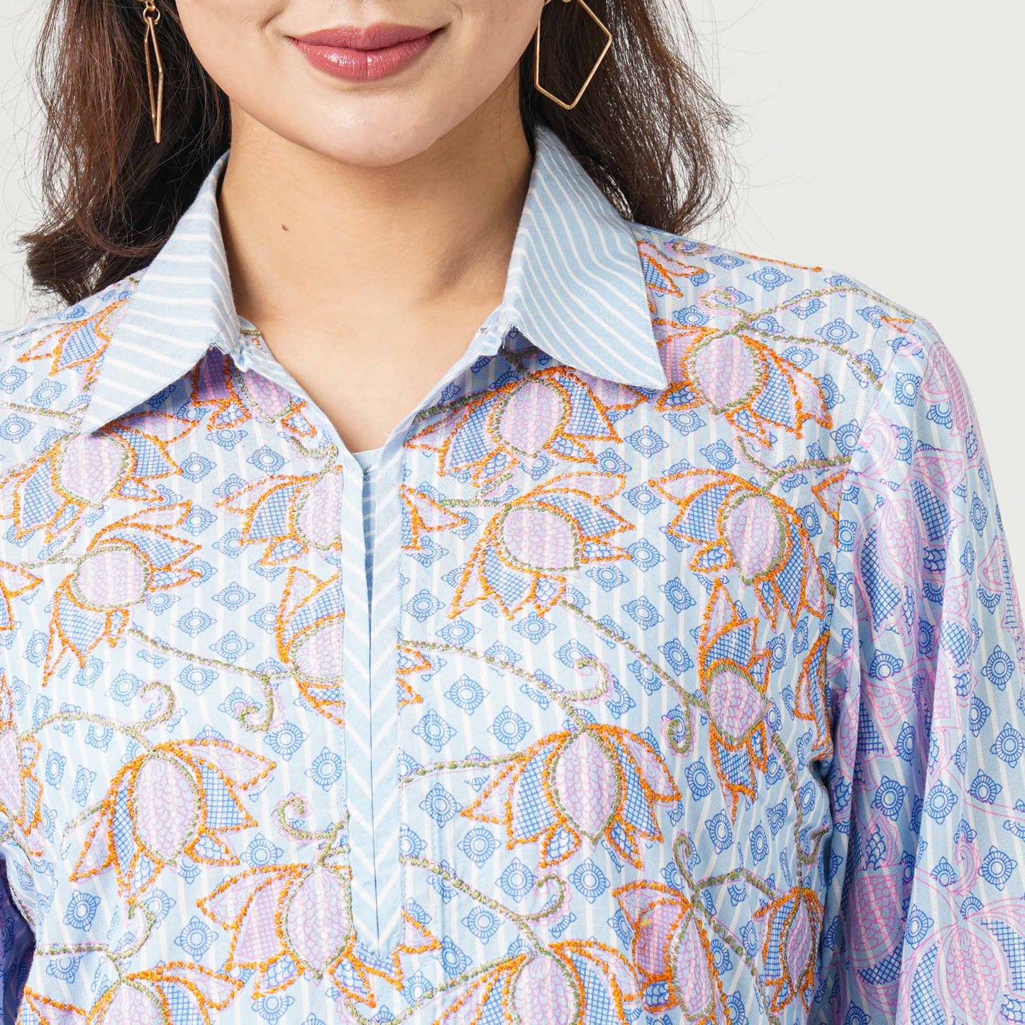 Women’s Embroidered Viscose Two-Piece Set