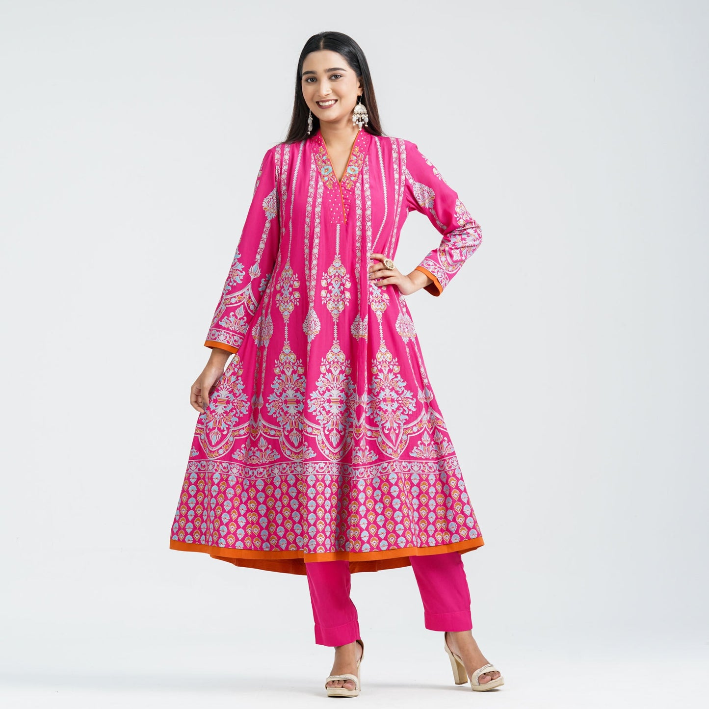 Women’s Magenta Silk Embroidered Two Piece Set