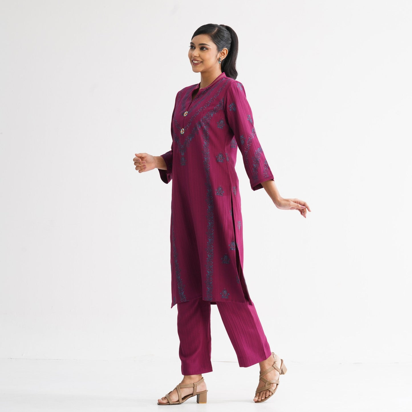 Womenâ€™s Maroon Two Piece Set