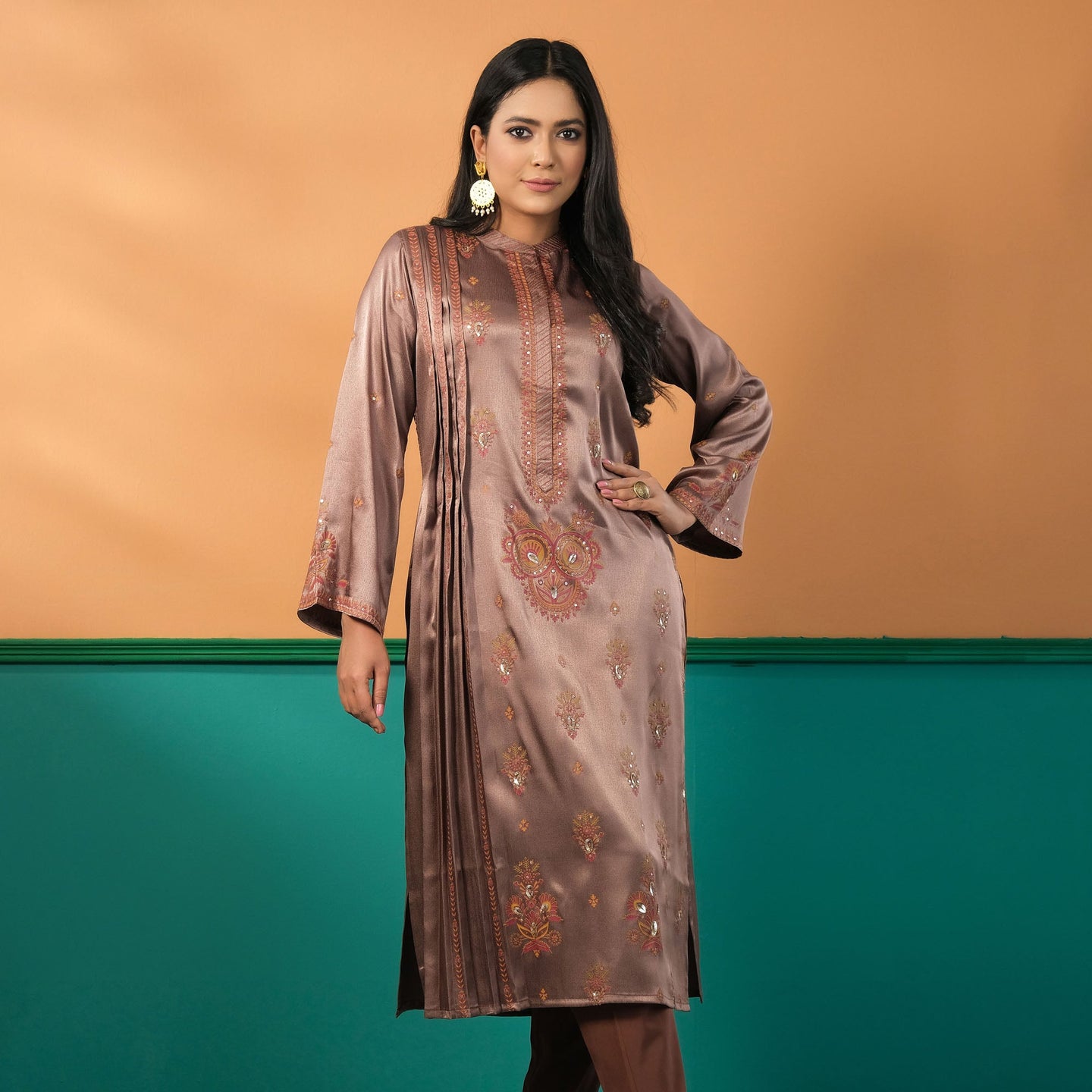 Women's Brown Ethnic Set