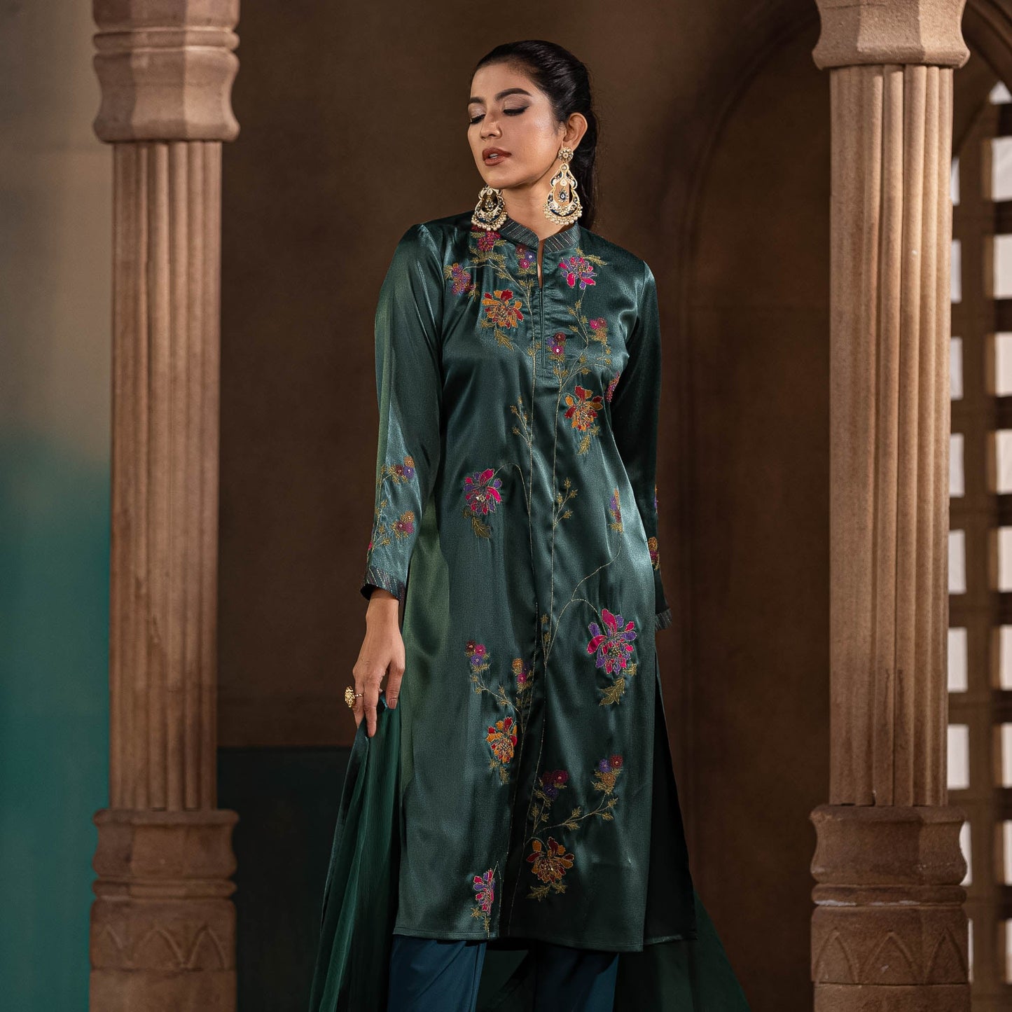 Women's Green Zardozi Set