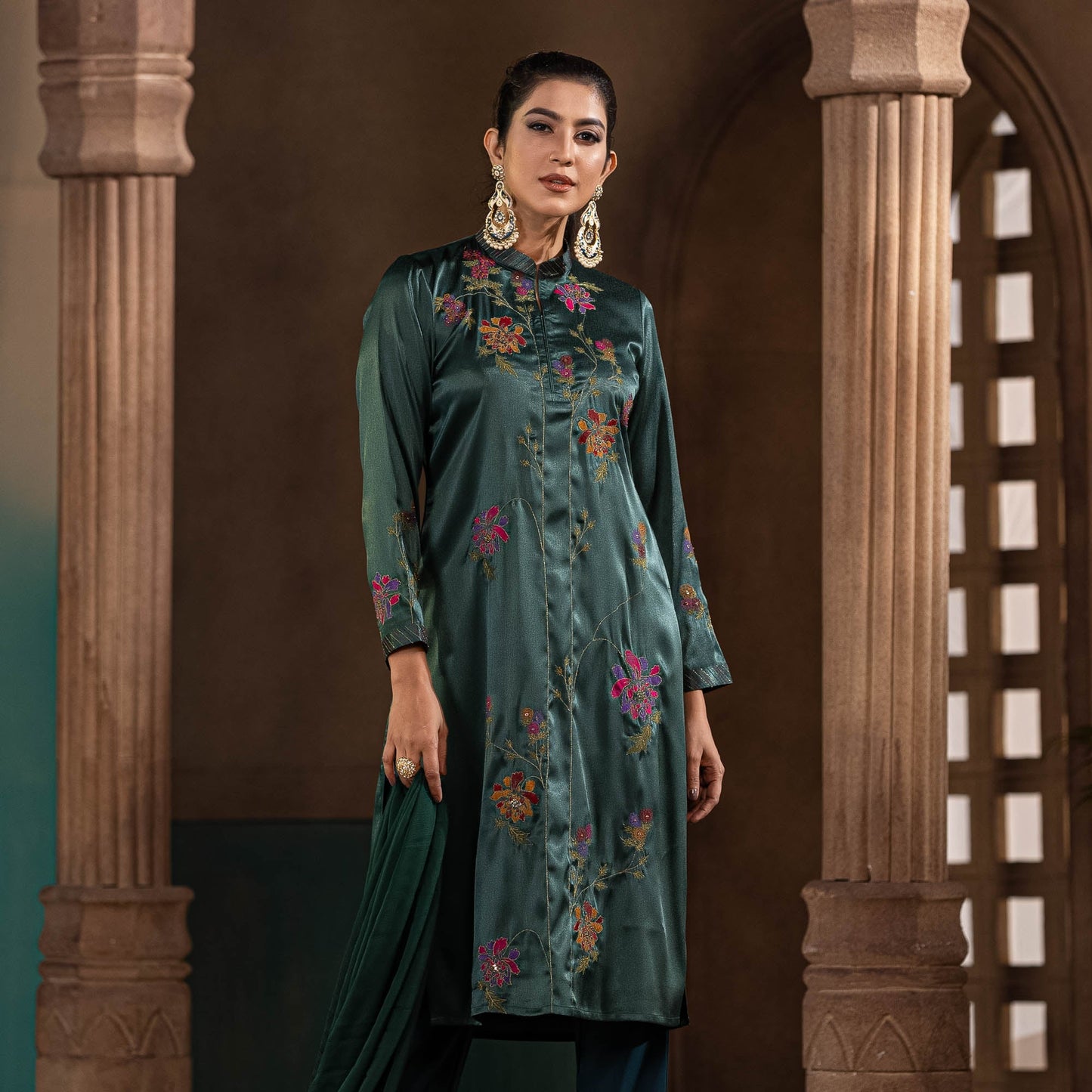Women's Green Zardozi Set
