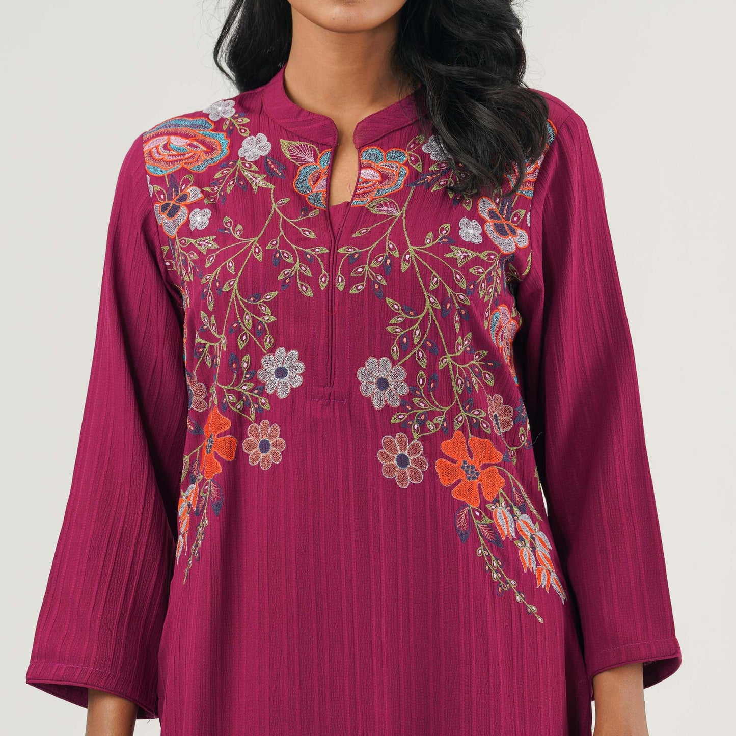 Womens Maroon Ethnic Three Piece Set
