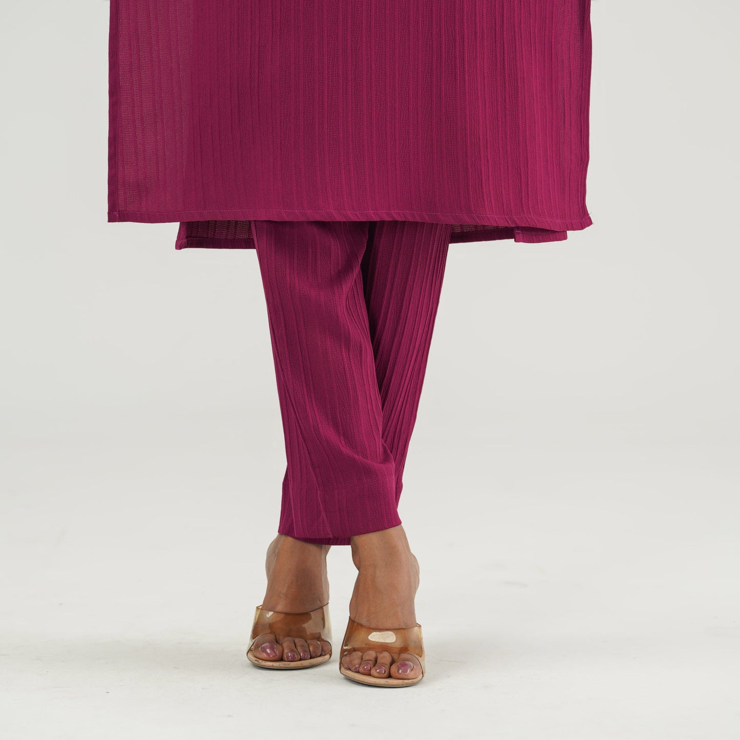 Womens Maroon Ethnic Three Piece Set