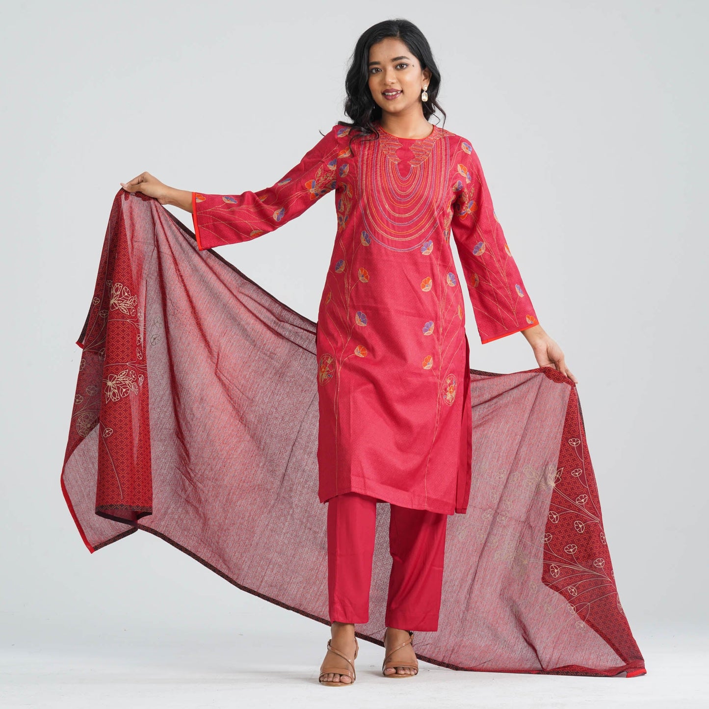 Women Blended Silk Three Piece Set