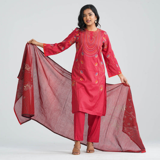 Women Blended Silk Three Piece Set