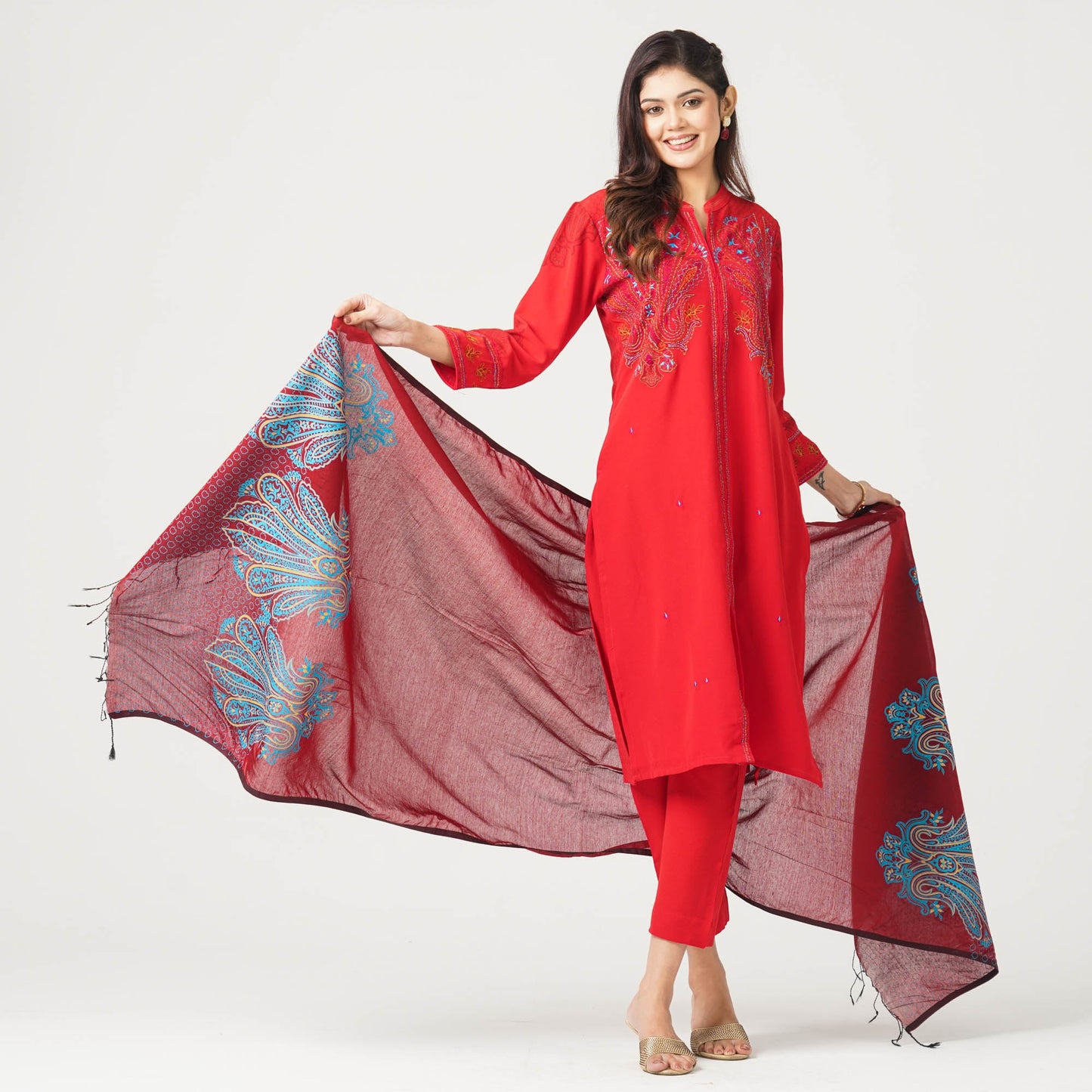 Women’s Viscose Embroidered Three-Piece Set