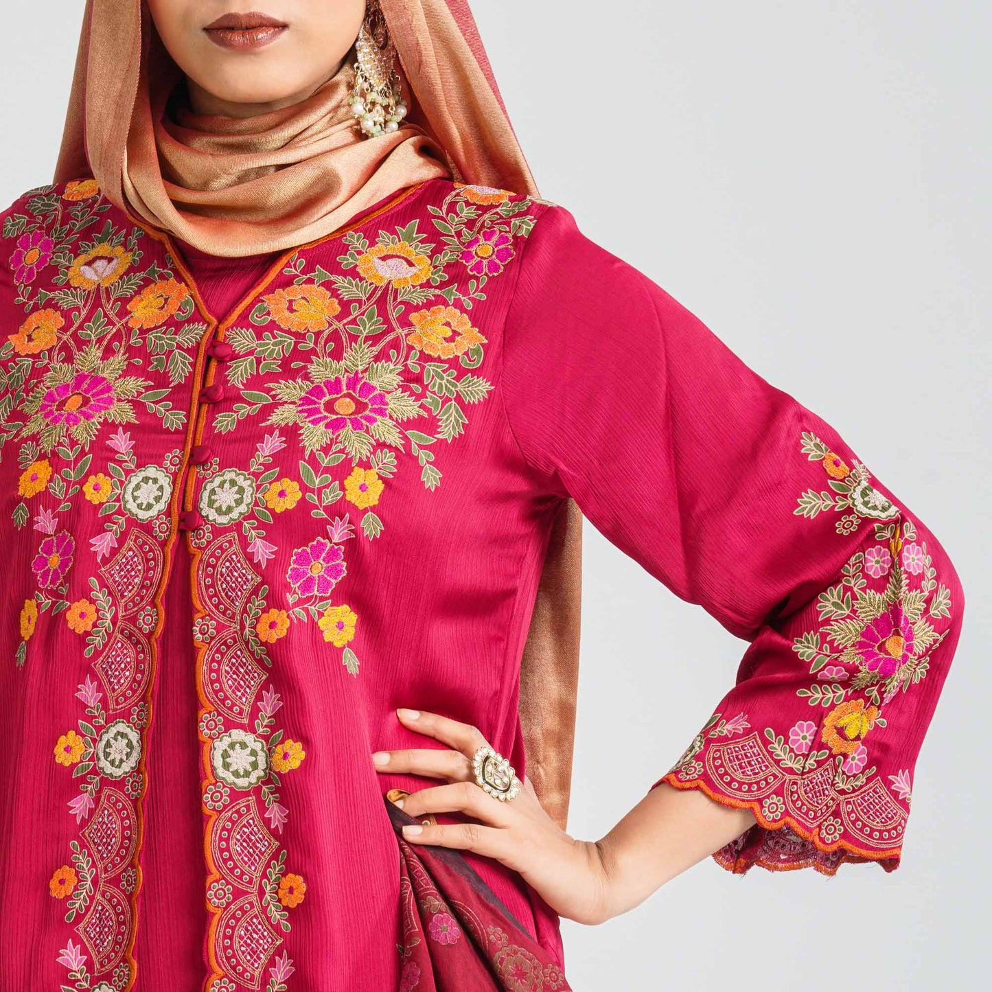 Women Mixed Silk Three Piece Set