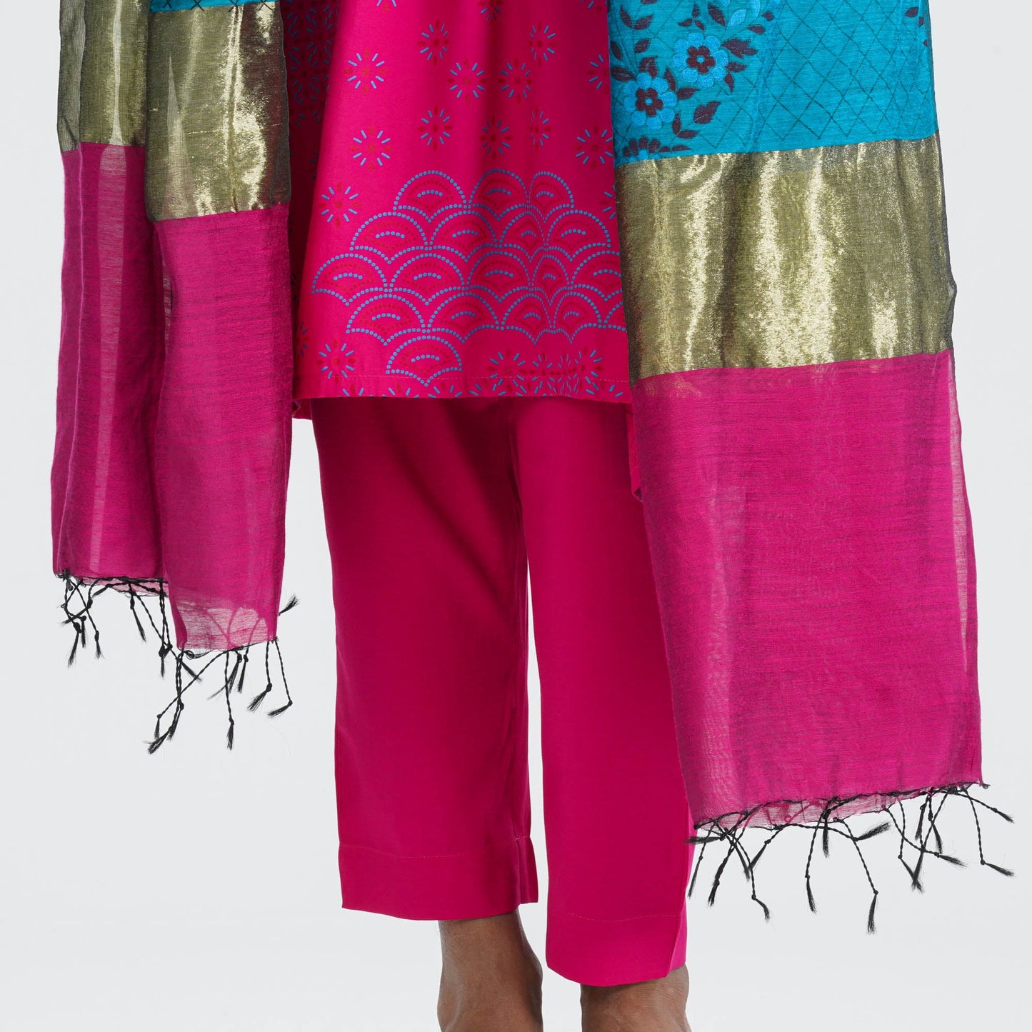 Women Blended Silk Three Piece Set