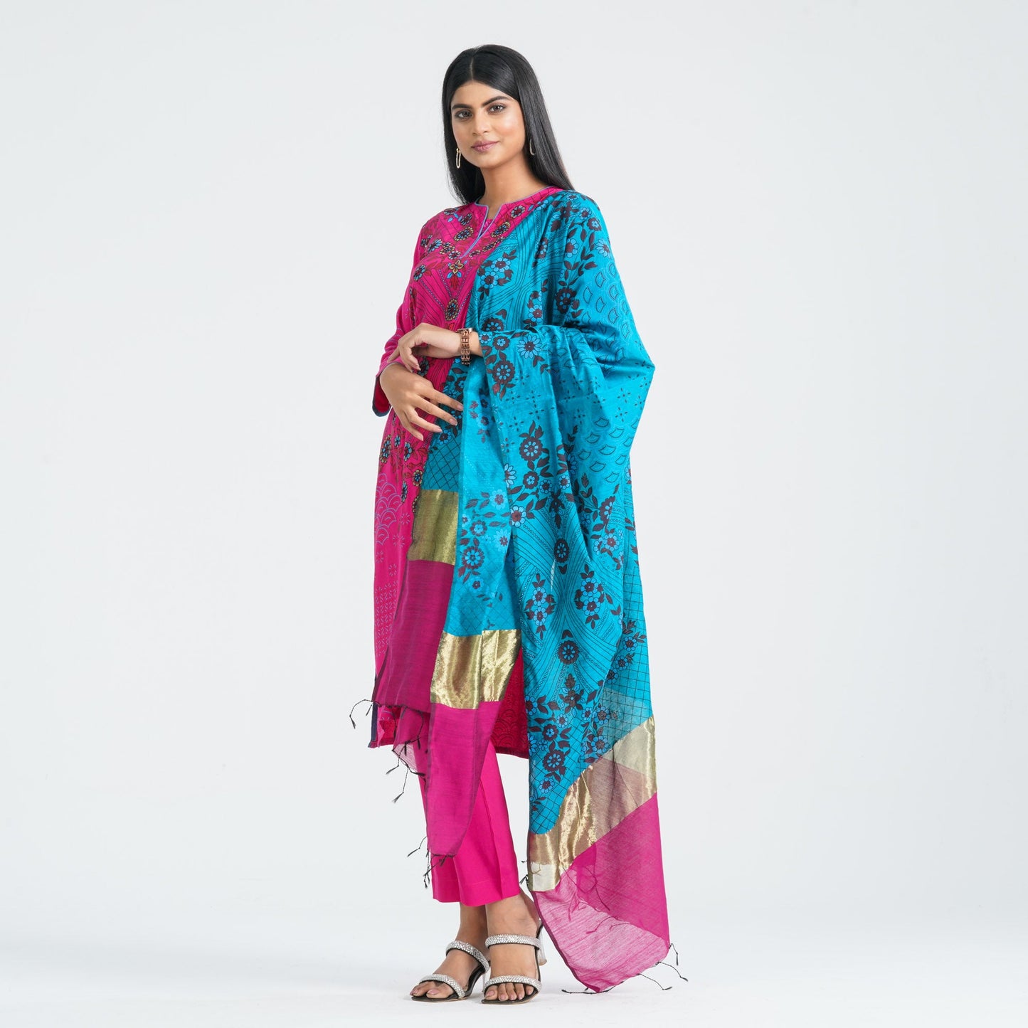 Women Blended Silk Three Piece Set