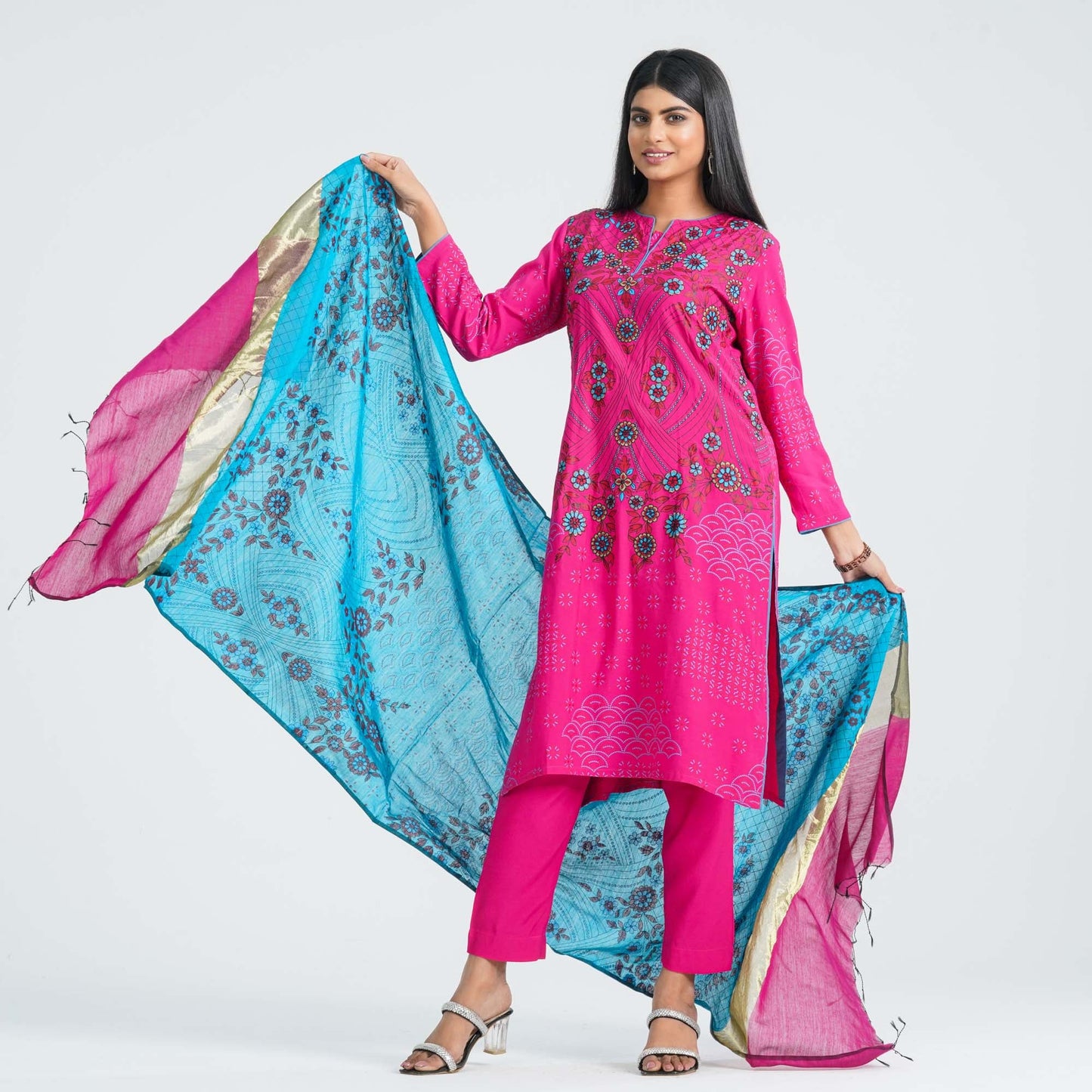 Women Blended Silk Three Piece Set