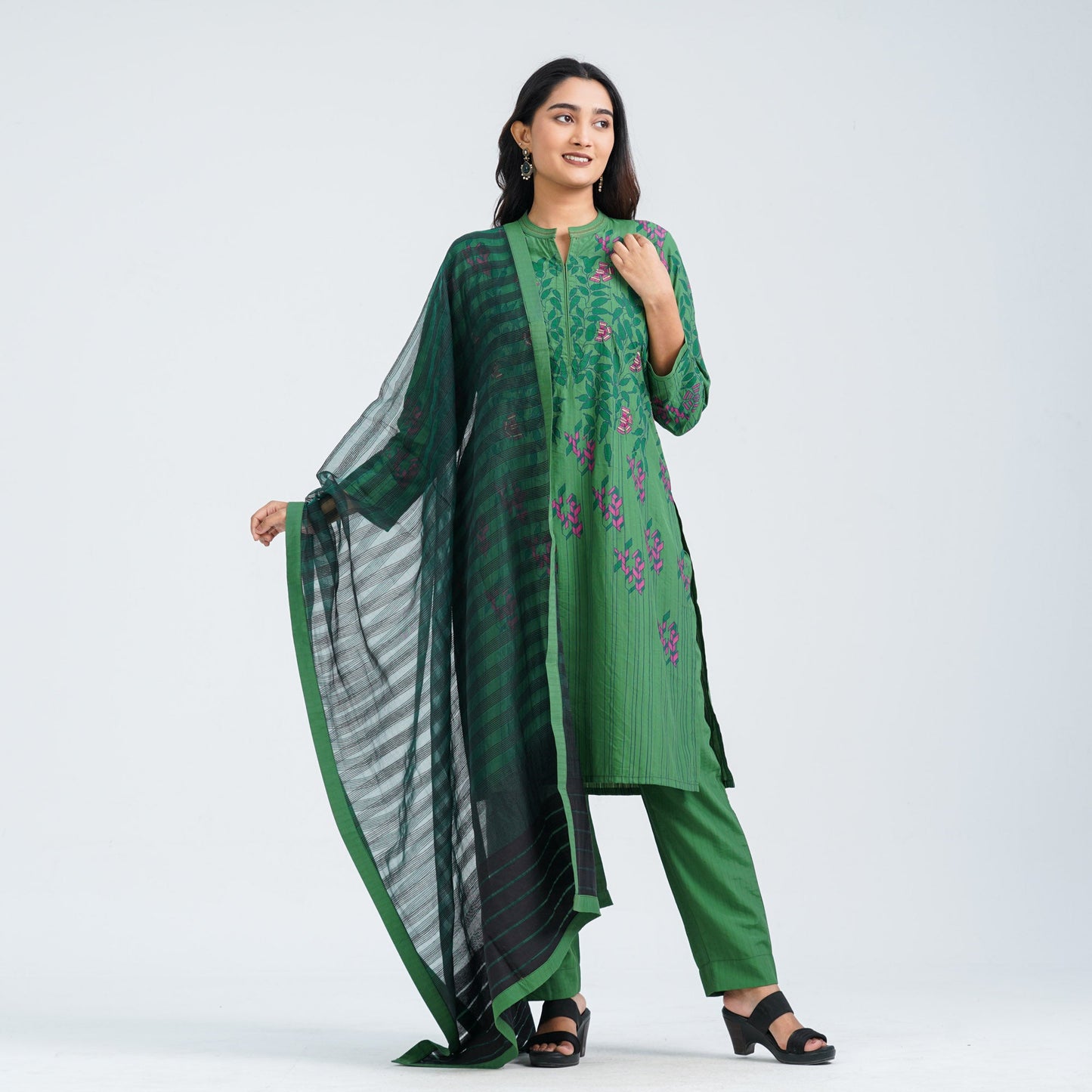 Women’s Green Cotton Three Piece Set