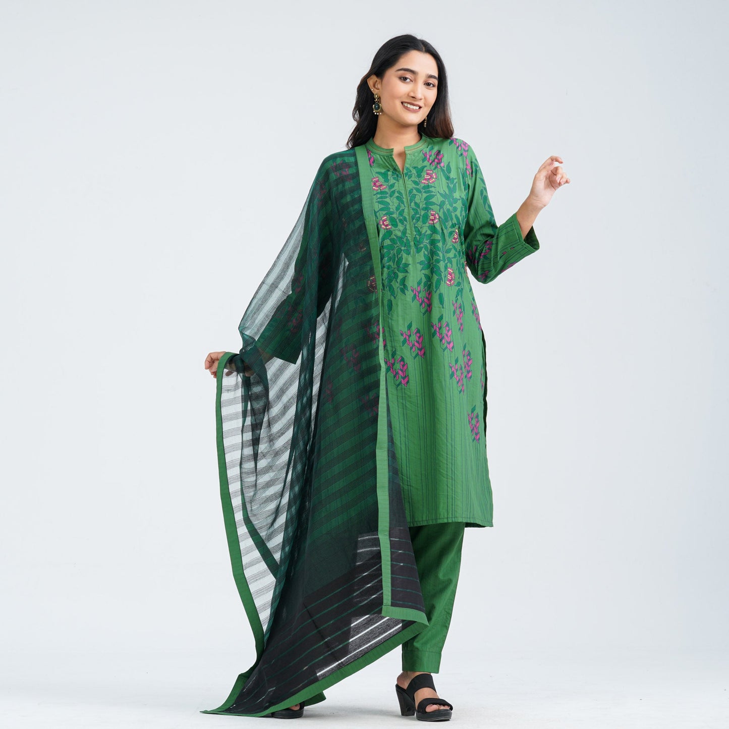 Women’s Green Cotton Three Piece Set