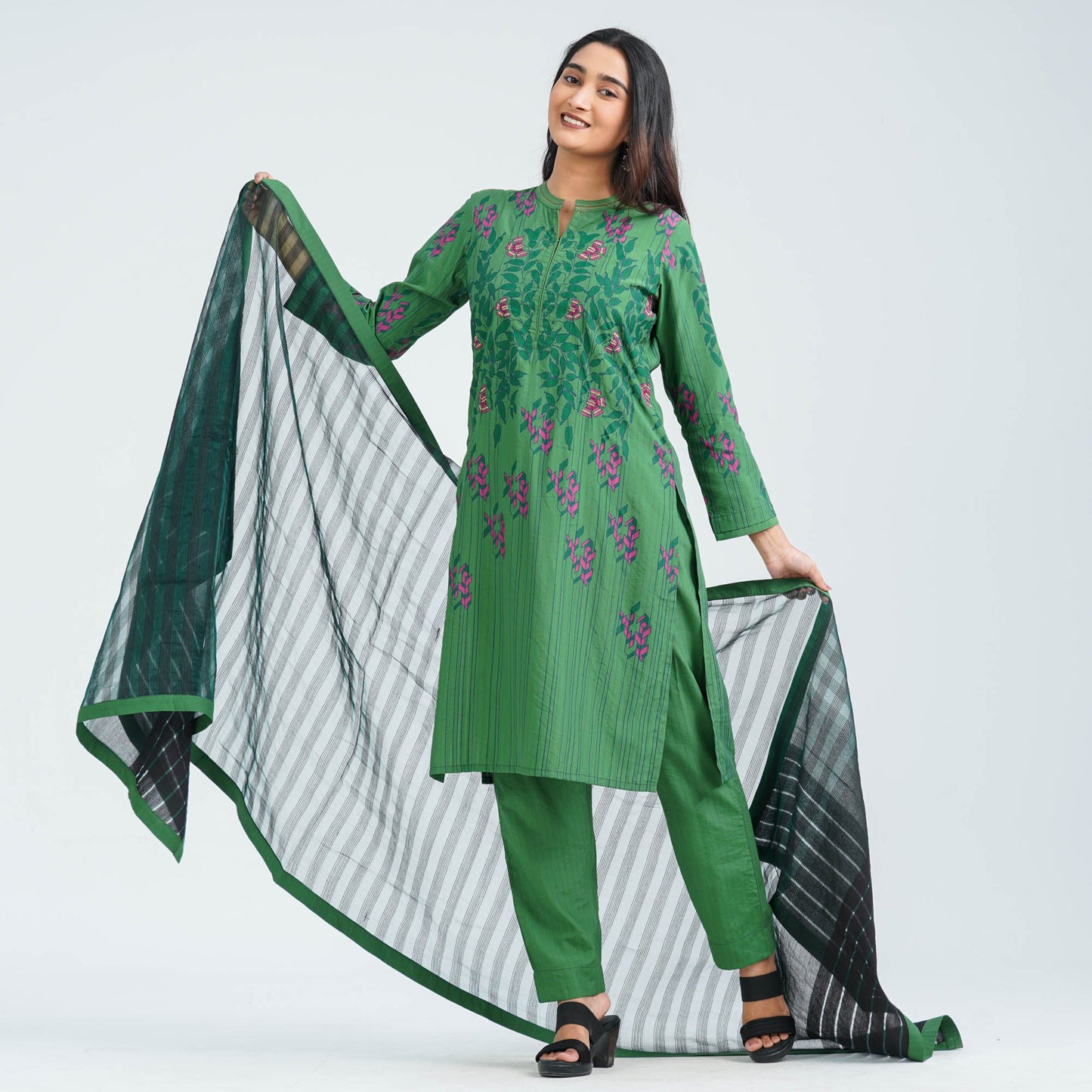 Women’s Green Cotton Three Piece Set
