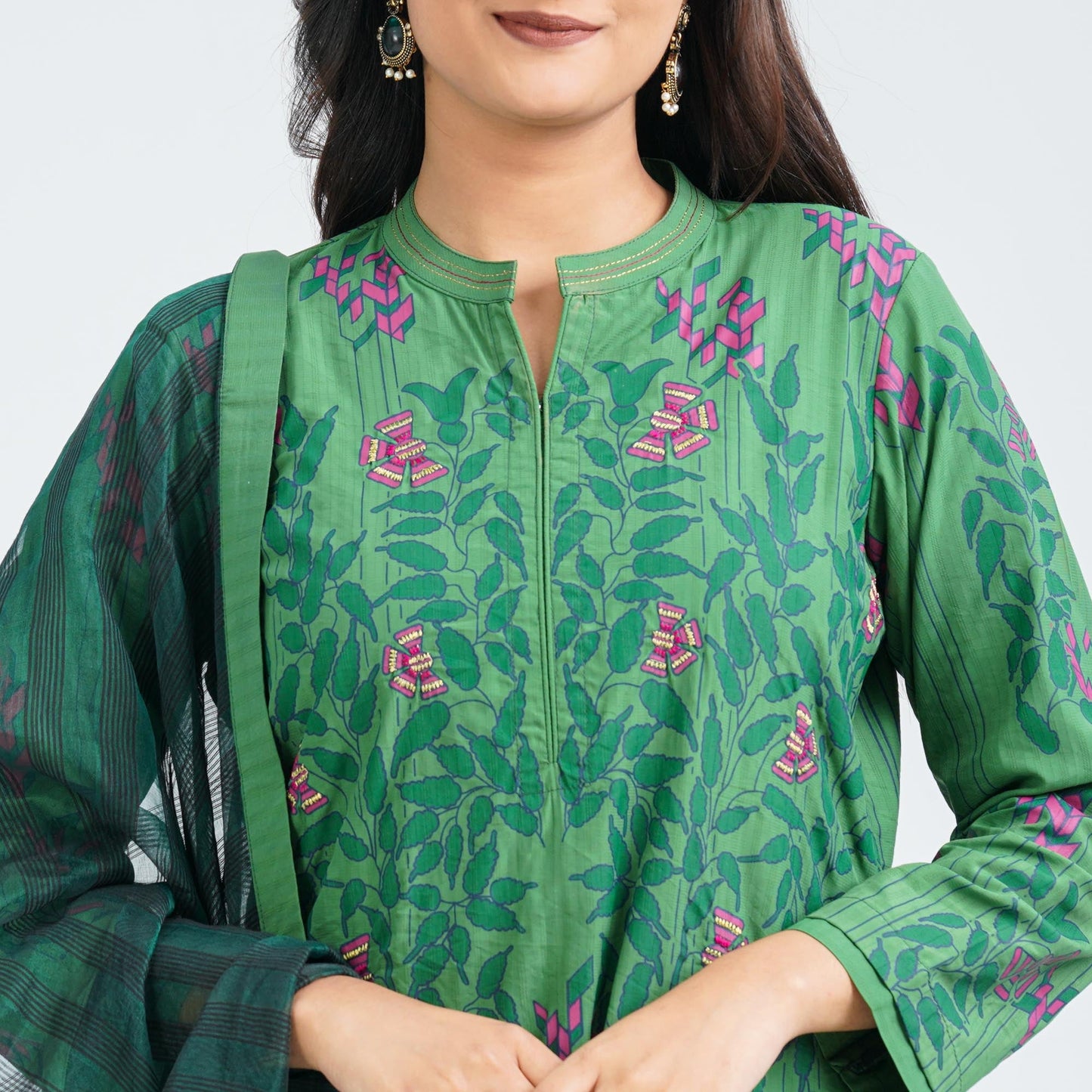 Women’s Green Cotton Three Piece Set