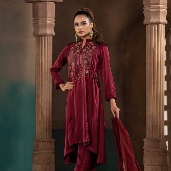 ETHNIC PREMIUM 3PCS-MAROON