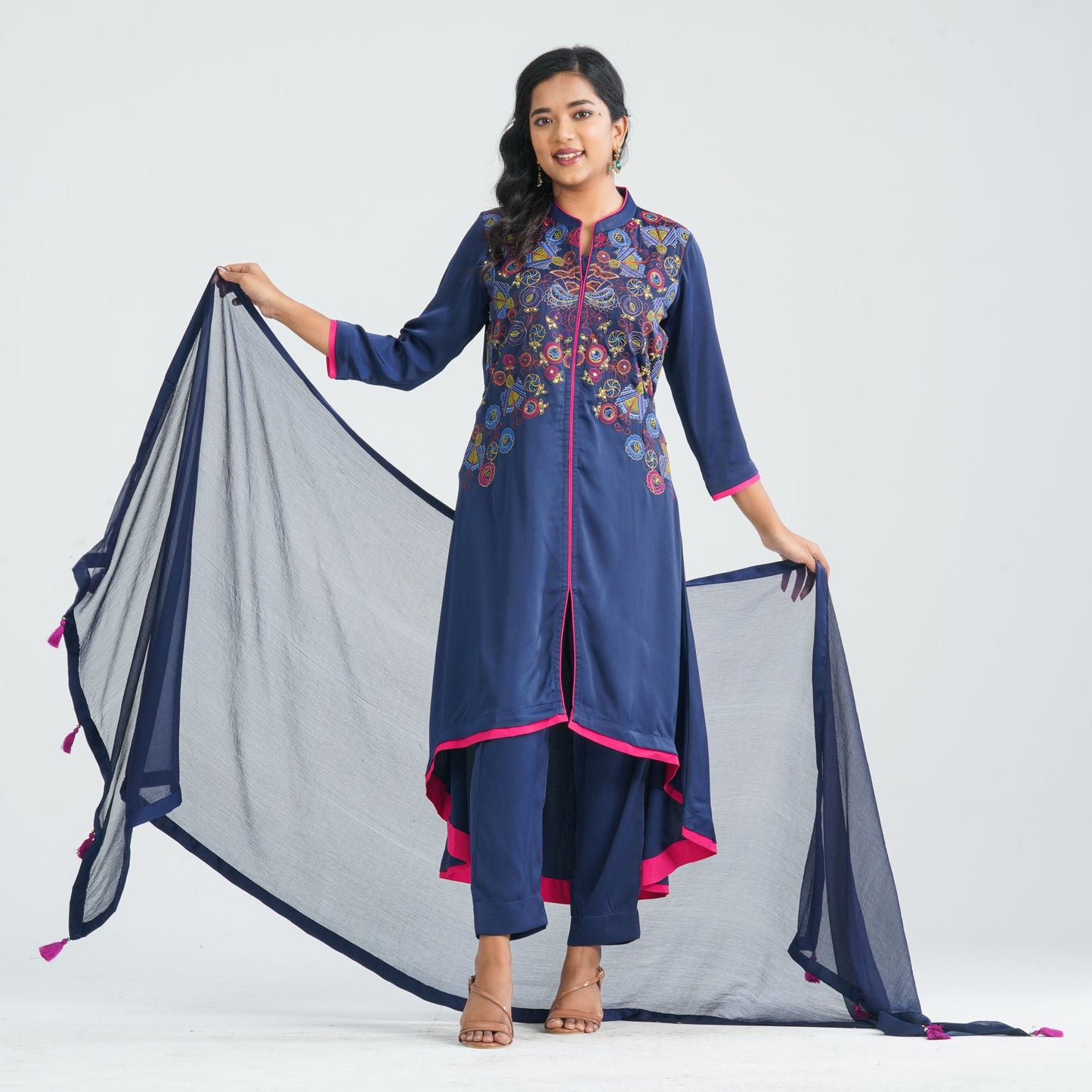 Women Blended Silk Three Piece Set