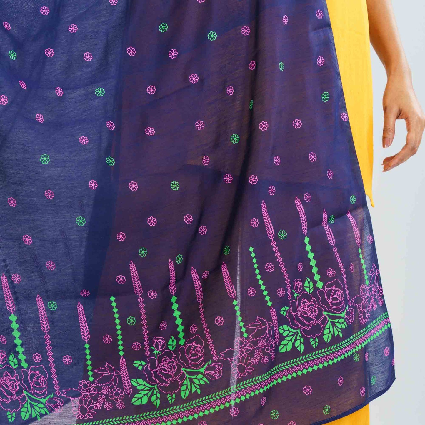Womens Ethnic Navy Blue Cotton Orna
