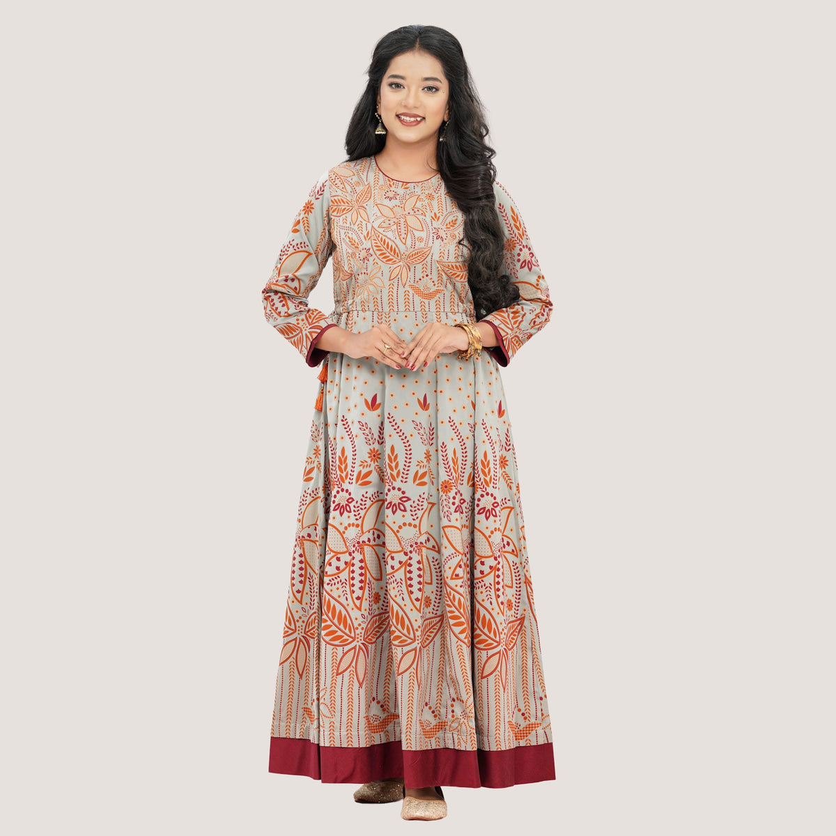Womens Olive Kalidar Gown